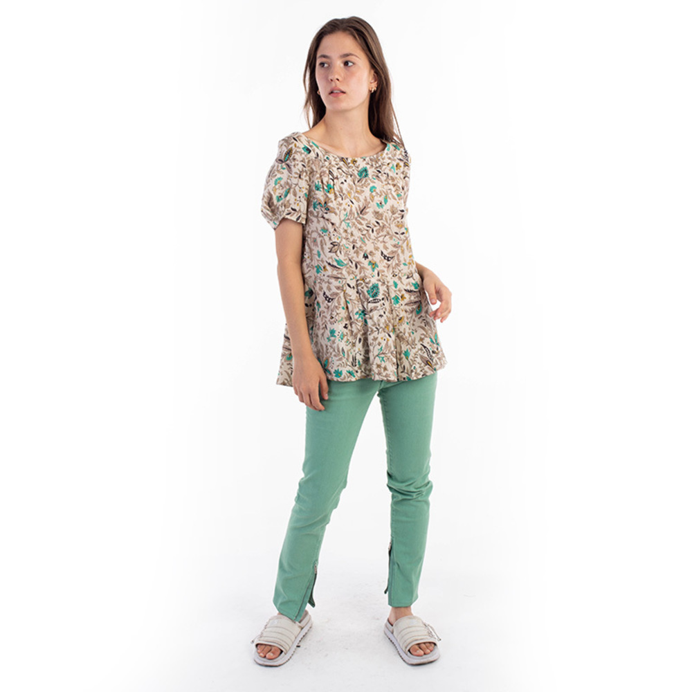 PAUL & JOE GOLD, GREEN, NAVAJO WHITE, PERU BLOUSE | WOMENS SIZE XS